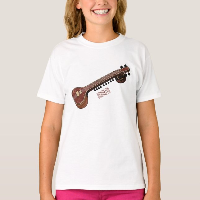 Sitar-Cartoon-Abbildung T-Shirt (Vorderseite)