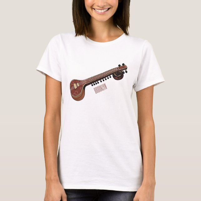 Sitar-Cartoon-Abbildung T-Shirt (Vorderseite)