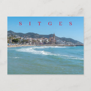 Sitges Meer und Kirchenblick Postkarte