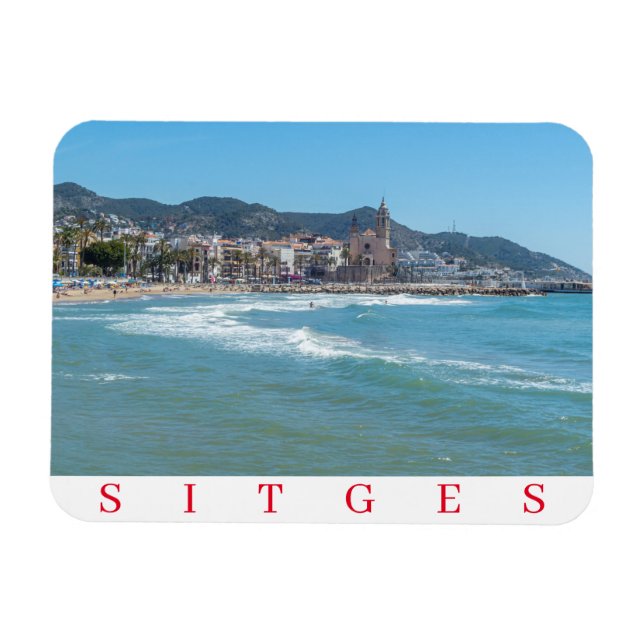Sitges Meer und Kühlschrankmagnet Magnet (Horizontal)