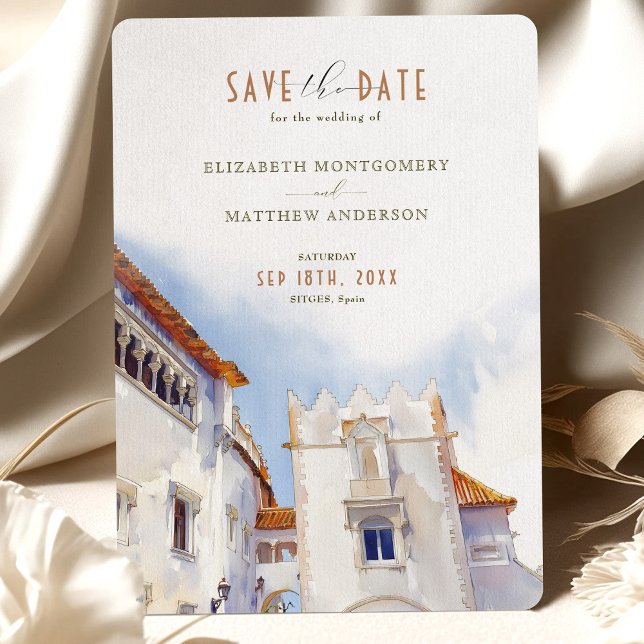 Sitges Spanien Hochzeit in Urlaubsort Rett-the-Dat Einladung (Von Creator hochgeladen)