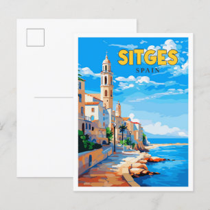 Sitges Spanien Vintage-Reiseillustration Postkarte