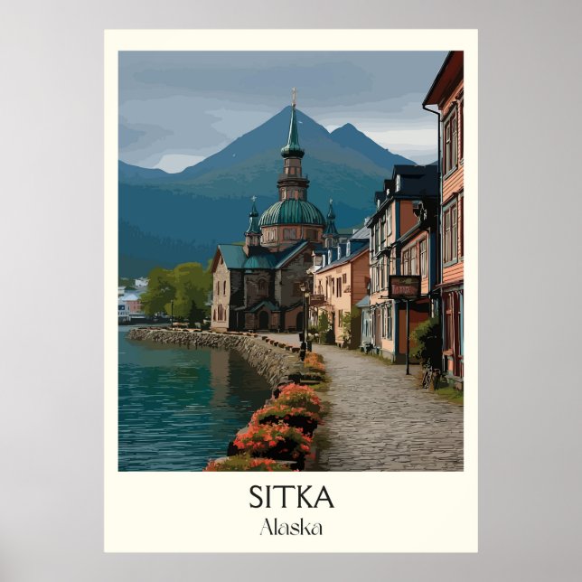 Sitka Alaska Historic Waterfront Town Poster (Vorne)