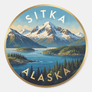 Sitka Alaska Mount Edgecumbe Reise Runder Aufkleber