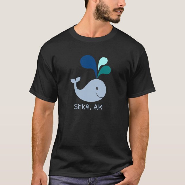 Sitka Alaska Niedlich Whale Lover Cartoon T-Shirt (Vorderseite)