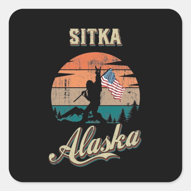Sitka Alaska Quadratischer Aufkleber (Vorderseite)