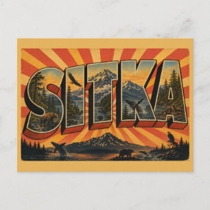 Sitka Alaska Regenwald Berg Küste Kunst Postkarte