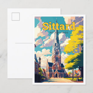 Sittard Niederlande Reise Vintage-Illustration Postkarte