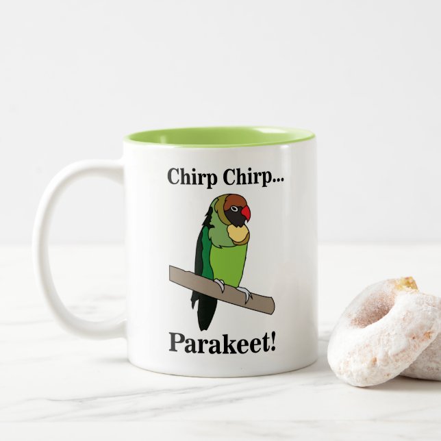 Sittich-Vogel  Zweifarbige Tasse (Mit Donut)