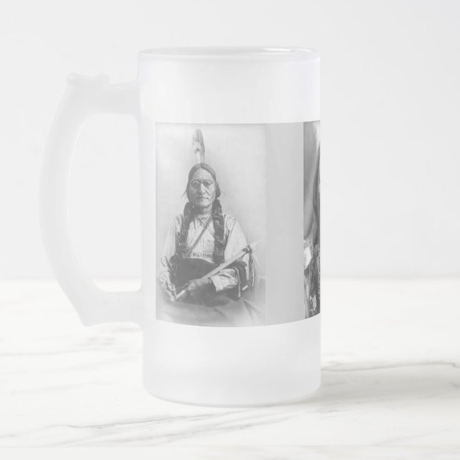 Sitting Bull, hohler Horn-Bär und Geronimo Mattglas Bierglas (Links)