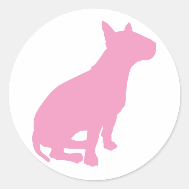 Sitting Bull Terrier (pink) Runder Aufkleber (Vorderseite)