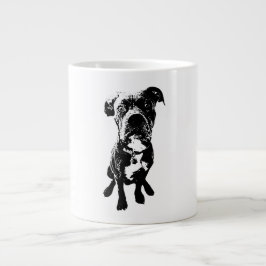 Sitting Dog Mug – Minimalist Black Ink Portrait Jumbo-Tasse