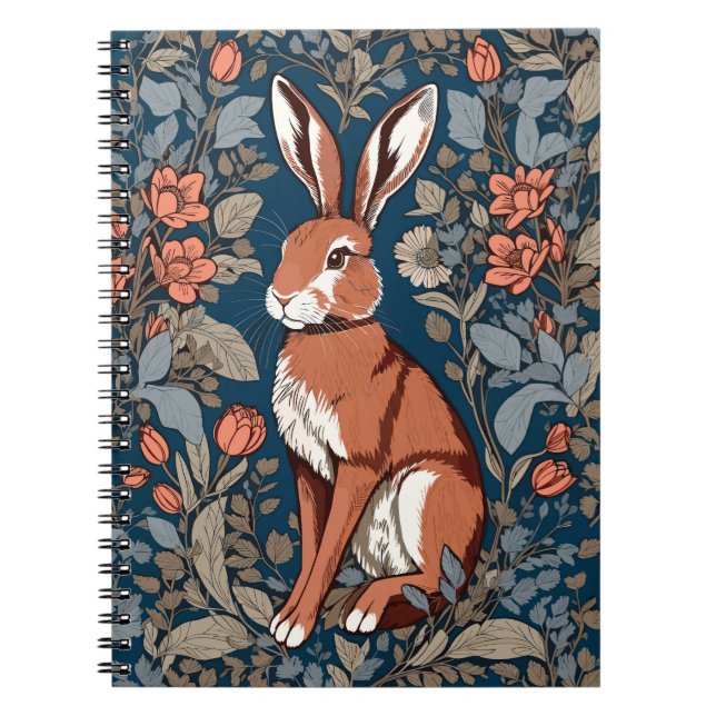 Sitting Hare William Morris Inspiriert floral Notizblock (Vorderseite)