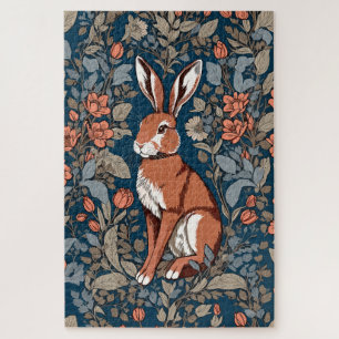 Sitting Hare William Morris Inspiriert floral Puzzle