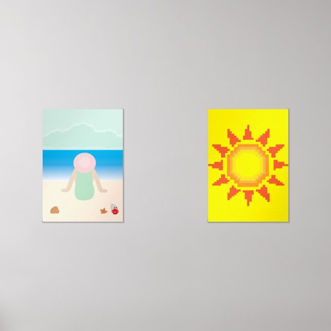 Sitting on the Beach under the Sun Bilderwand Sets (Vorderseite)