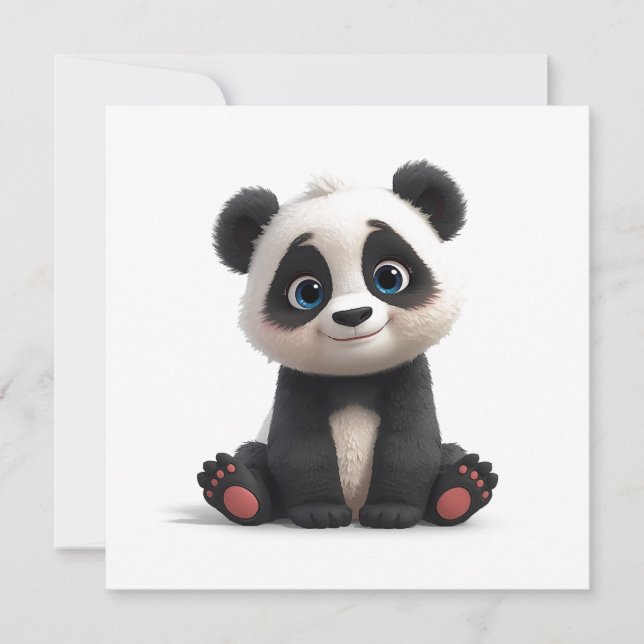 Sitting Panda Bear Cartoon Illustration Art Card (Vorderseite)