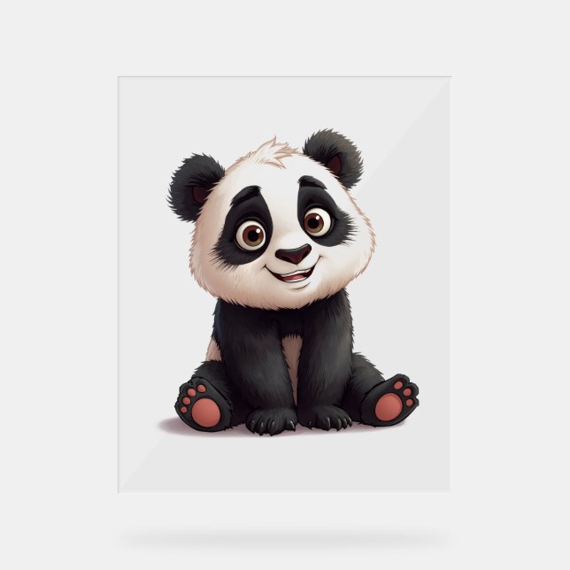 Sitting Panda Bear Cartoon Illustration Artwork Acrylschild (Vorderseite)