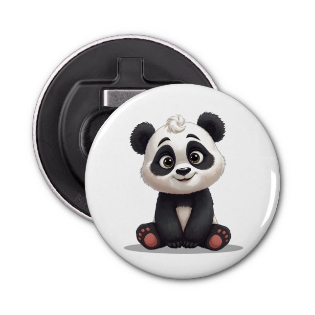 Sitting Panda Bear Cartoon Illustration Artwork Flaschenöffner (Vorderseite)