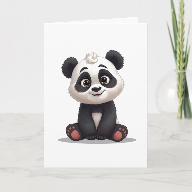 Sitting Panda Bear Cartoon Illustration Artwork Karte (Vorderseite)