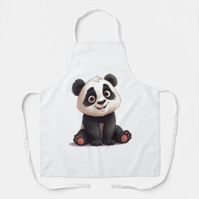 Sitting Panda Bear Cartoon Illustration Artwork Schürze (Vorderseite)