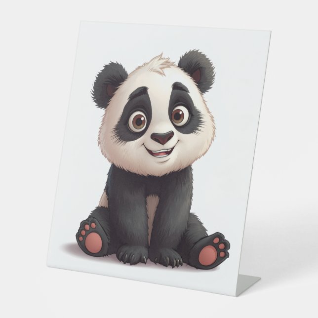 Sitting Panda Bear Cartoon Illustration Artwork Sockelschild (Vorderseite)