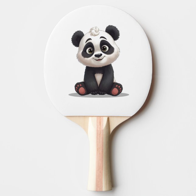 Sitting Panda Bear Cartoon Illustration Artwork Tischtennis Schläger (Vorderseite)