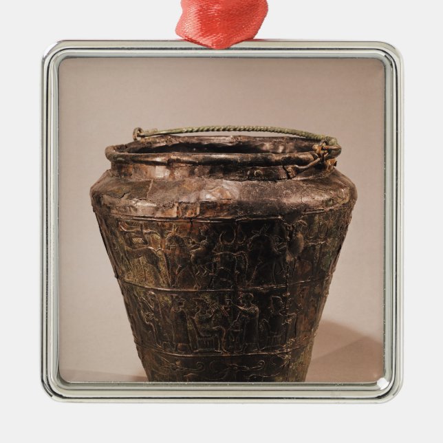 Situla mit drei repousse dekorativen Bändern Ornament Aus Metall (Vorne)