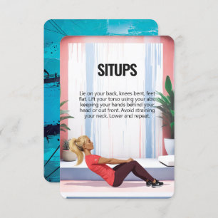 Situps Crunches Fitness Card mit Blue Backups Save The Date