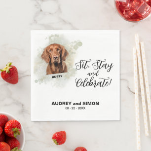 Sitz, bleib & feiere Irish Setter Hochzeitsgetränk Serviette