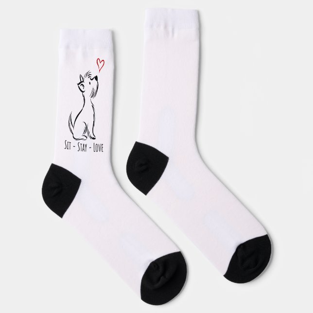 Sitz-Bleib-Liebe Westie Socken (Rechts)