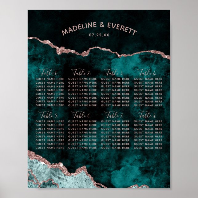 Sitzanordnung für grüne und Rose Gold Agate Poster (Vorne)