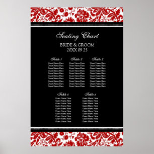 Sitzdiagramm 5 Tabellen Roter schwarzer Damast Poster