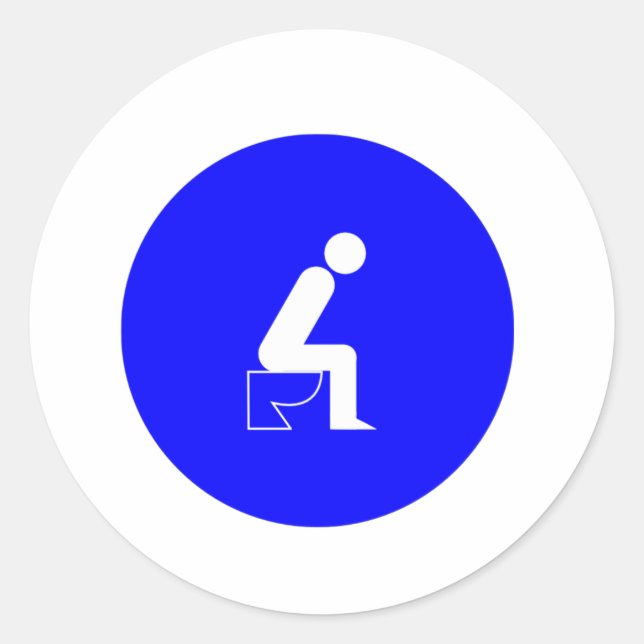 Sitzen auf der Toilette Runder Aufkleber (Vorderseite)