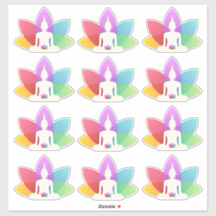 Sitzen Buddha und farbenfrohe Lotus Petals Aufkleber