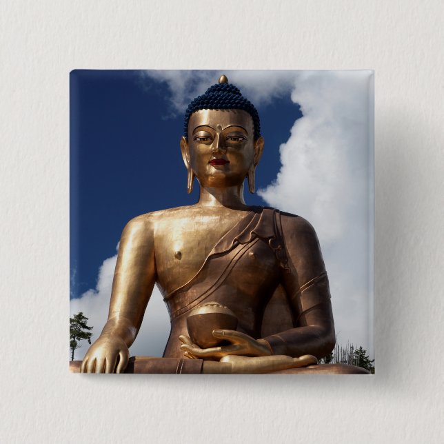 Sitzen der Buddha-Statue Button (Vorderseite)