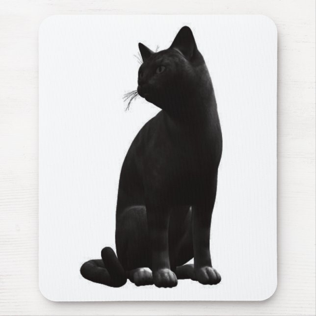Sitzen der schwarzen Katze Maus Pad Mousepad (Vorne)