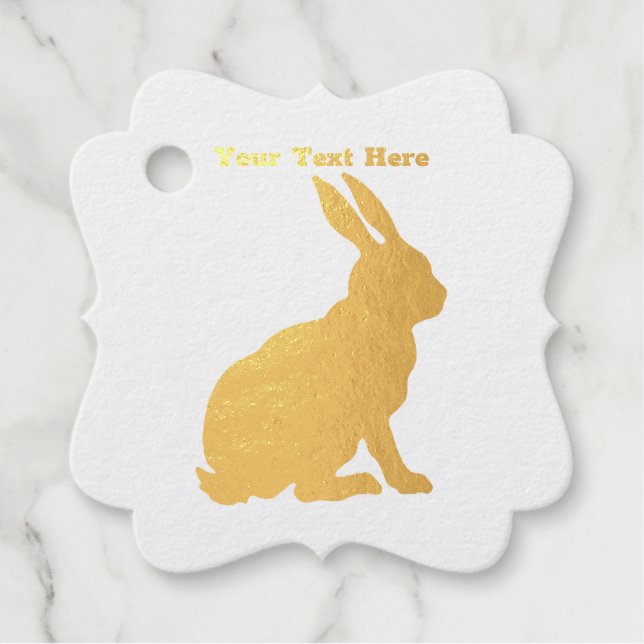 Sitzen Gold Foil Rabbit Seitenprofil Große Ohren Geschenkanhänger (Vorderseite)