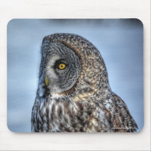 Sitzen Great Gray Owl Wildlife Raptor Foto Mousepad