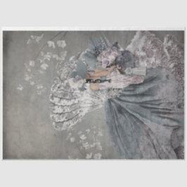 Sitzen Hübscher eleganter Frauenportrait Blumenlüf Seidenpapier