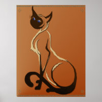 Sitzen Hübsches Siamesisches Katzenposter