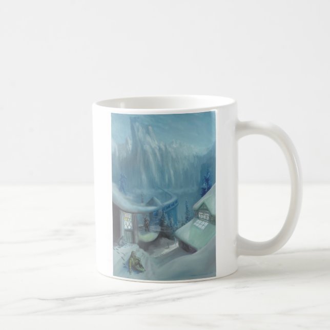 Sitzen im Schnee - Tasse (Rechts)
