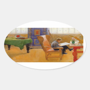 Sitzen im Sessel Ovaler Aufkleber