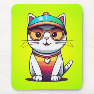 Sitzen Katzenbrille und Hut tragen Mousepad
