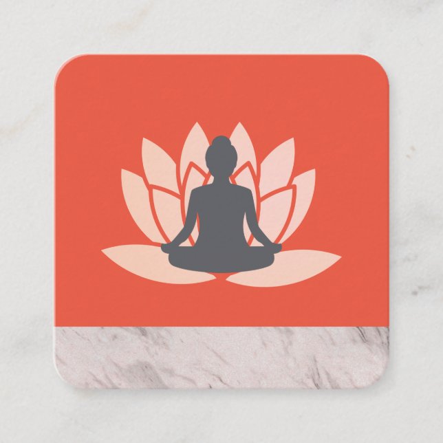 Sitzen Lotus Blume marmoriert Quadratische Visitenkarte (Vorderseite)