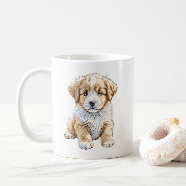 Sitzen Puppy Dog Tasse (Mit Donut)