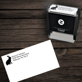 Sitzen schwarzer Kaninchen Seitenprofil Tall Oars Permastempel