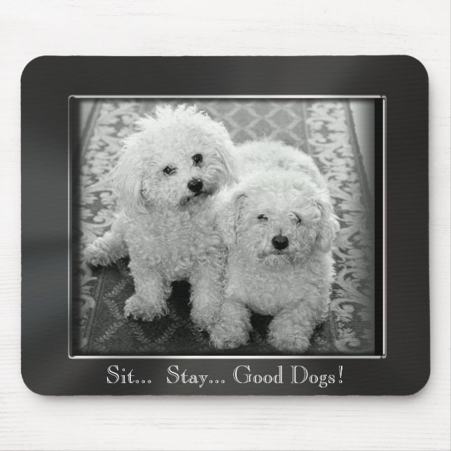 Sitzen Sie. Bleibe Sie. Gute Hunde! Foto-Rahmen Mousepad (Vorne)