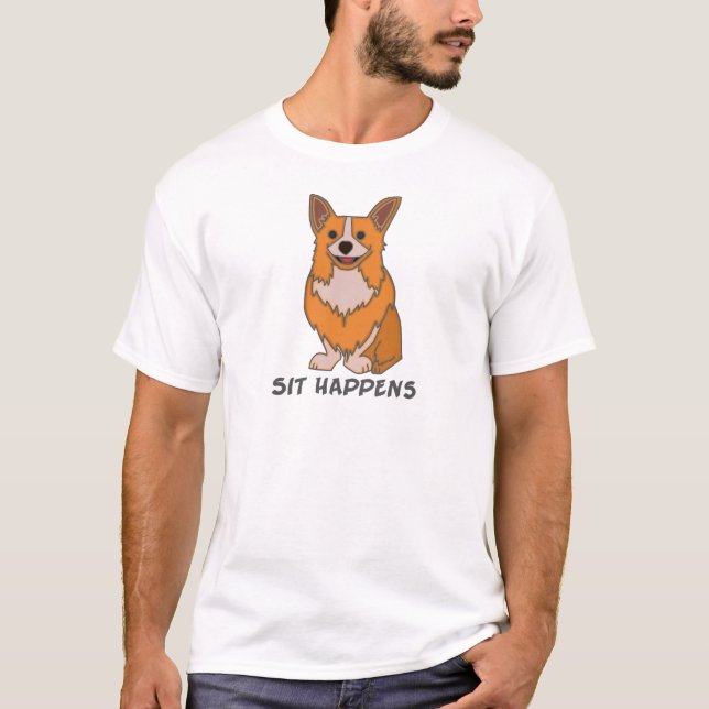 Sitzen Sie geschieht Corgi-T-Shirt T-Shirt (Vorderseite)