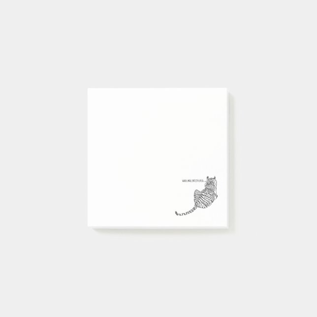 Sitzen Tiger aus schwarzen Schriften Post-it Klebezettel (Vorderseite)