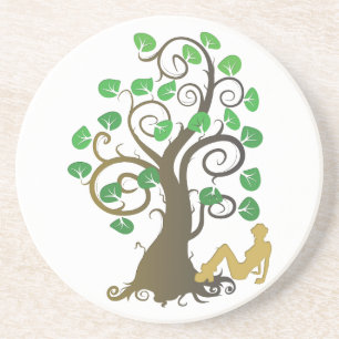 Sitzen unter dem Baum Sandstein Untersetzer